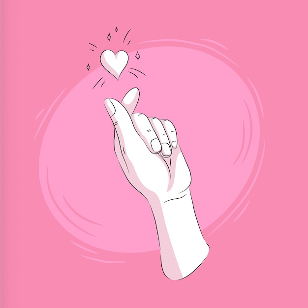 Free vector hand drawn finger heart illustration