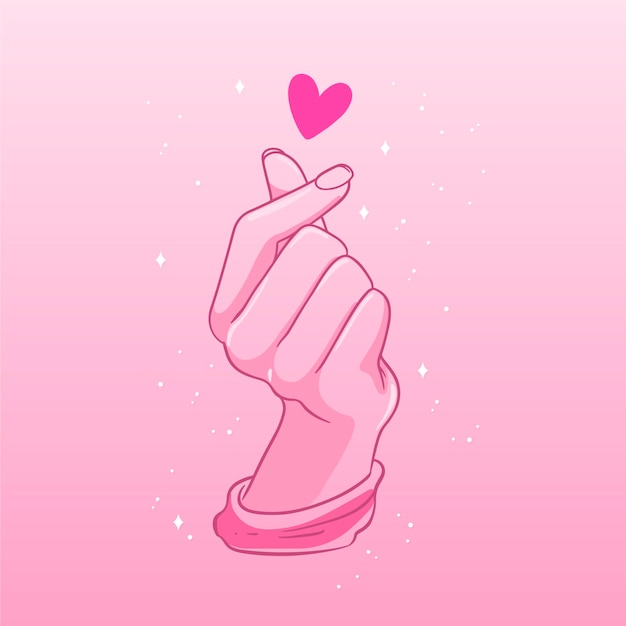 Hand-drawn finger heart style