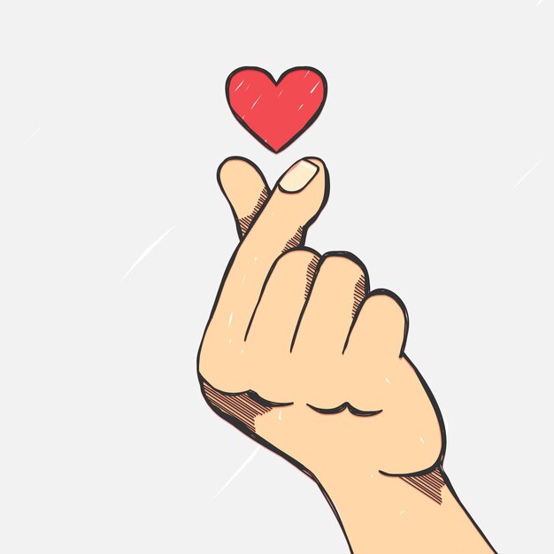 Hand drawn finger heart