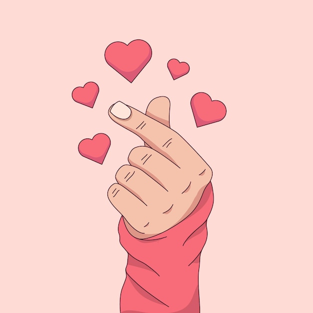 Cuore dito disegnato a mano