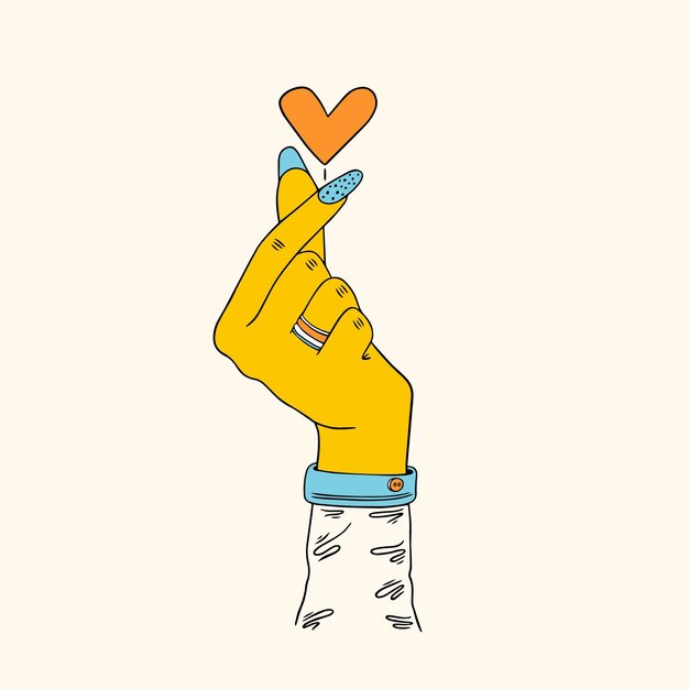 Рука нарисованные палец сердце