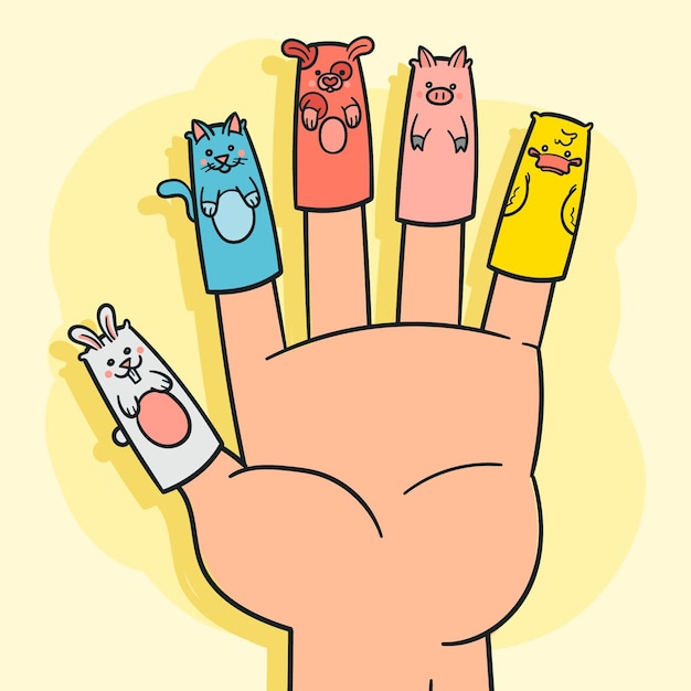 Free vector hand drawn finger puppet