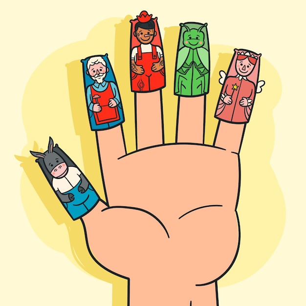 Free vector hand drawn finger puppet