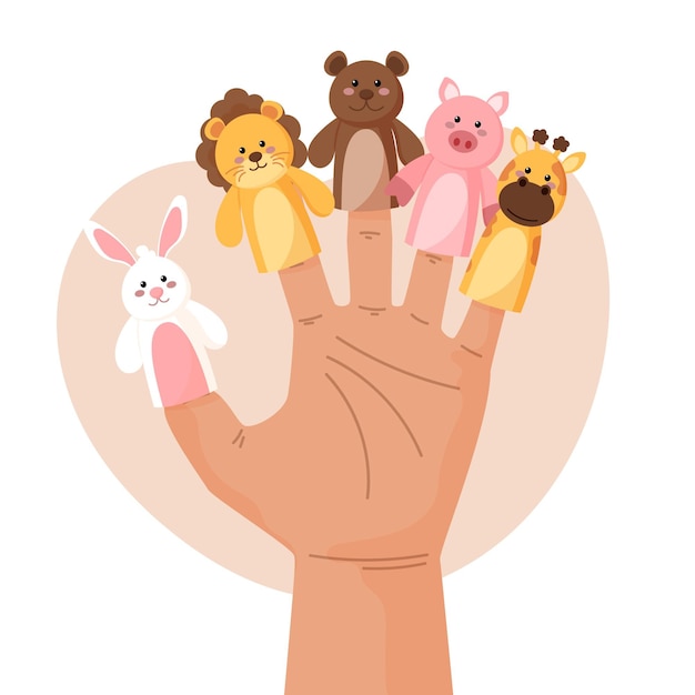 Free vector hand drawn finger puppets collection