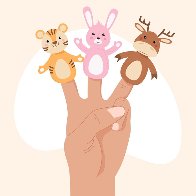 Hand drawn finger puppets collection