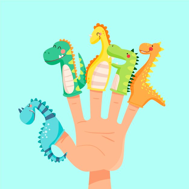 Hand drawn finger puppets pack