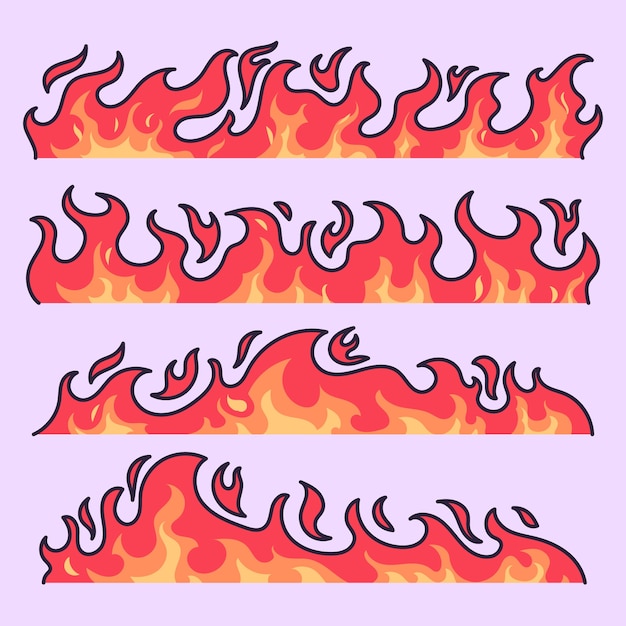 Бесплатное векторное изображение Нарисованная рукой иллюстрация шаржа огня