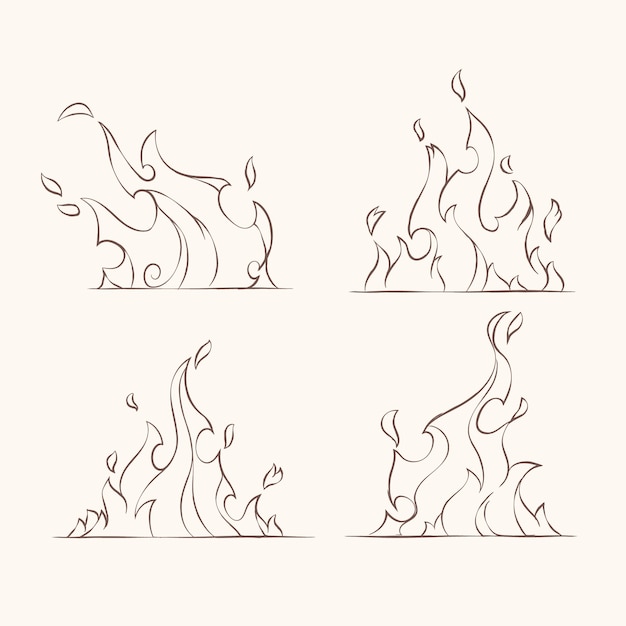 Нарисованная рукой иллюстрация контура огня