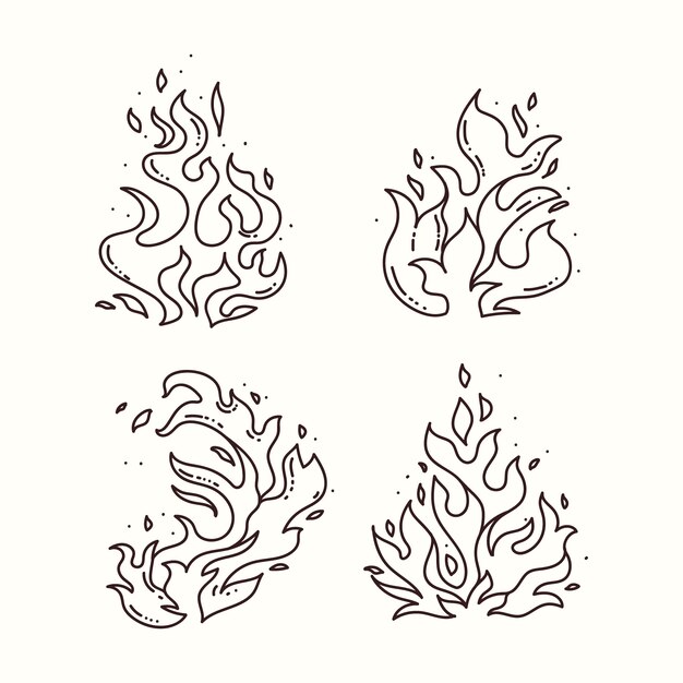 Hand drawn fire outline illustration