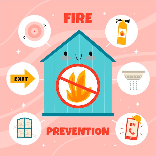 Free vector hand drawn fire prevention concept