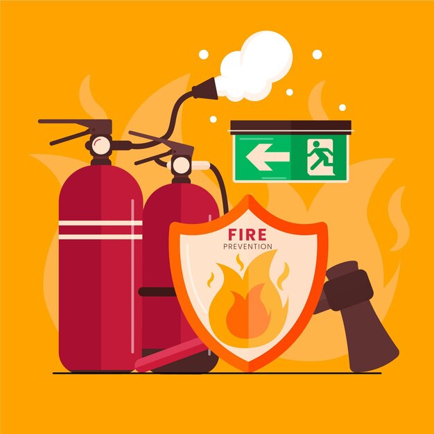 Illustrazione di prevenzione incendi disegnata a mano