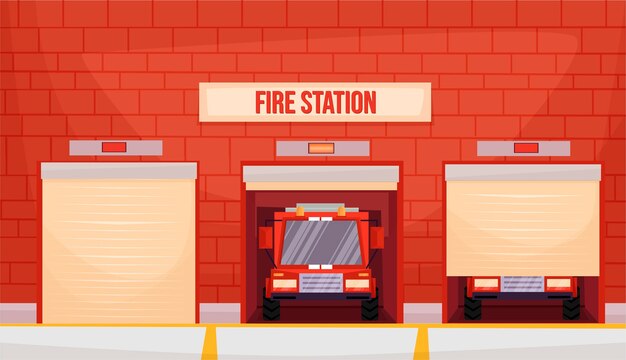 Hand drawn fire station