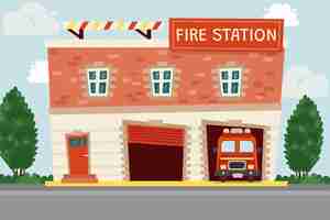 Free vector hand drawn fire station