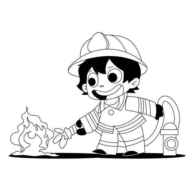 hand drawn fireman drawing illustration