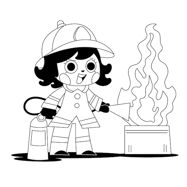 Free vector hand drawn fireman drawing illustration