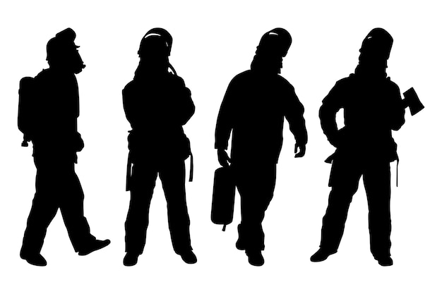 Free vector hand drawn fireman  silhouette