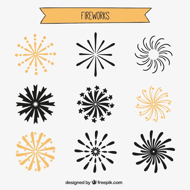 Hand drawn fireworks