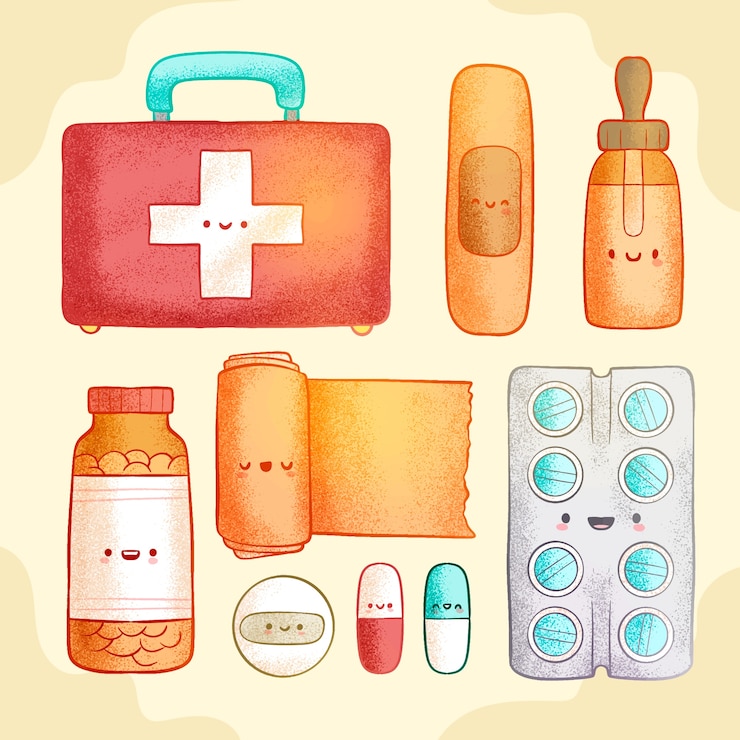 Free Vector hand drawn first aid kit collection element