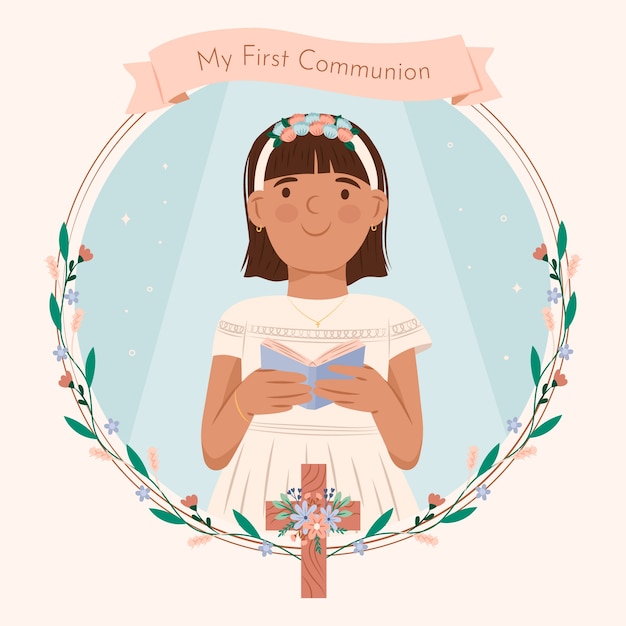 Free vector hand drawn first communion boy illustration