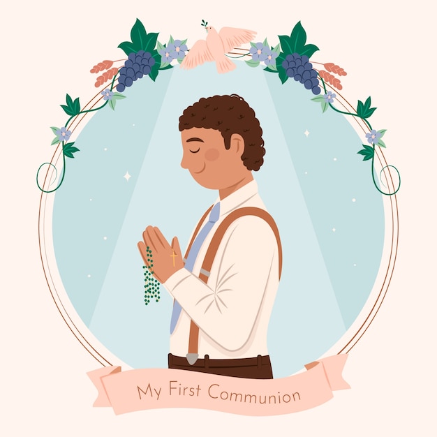 Free vector hand drawn first communion boy illustration