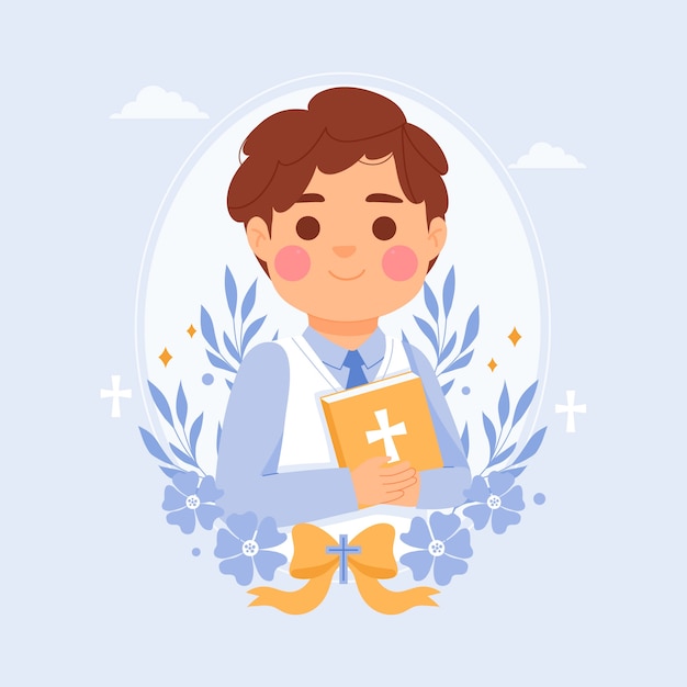 Free vector hand drawn first communion boy illustration