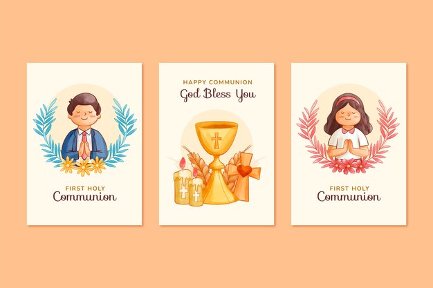 Hand drawn first communion card set