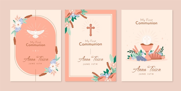 Free vector hand drawn first communion cards