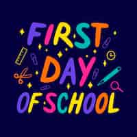 Бесплатное векторное изображение Ручной обращается первый день в школе шаблон