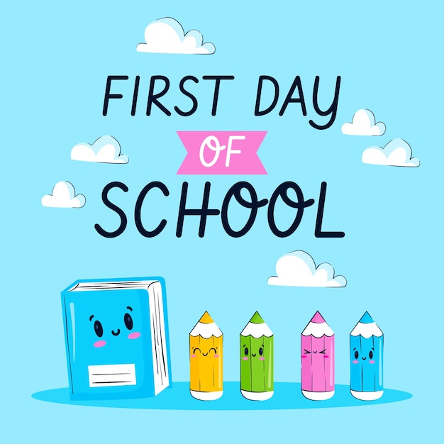 Free vector hand drawn first day of school illustration