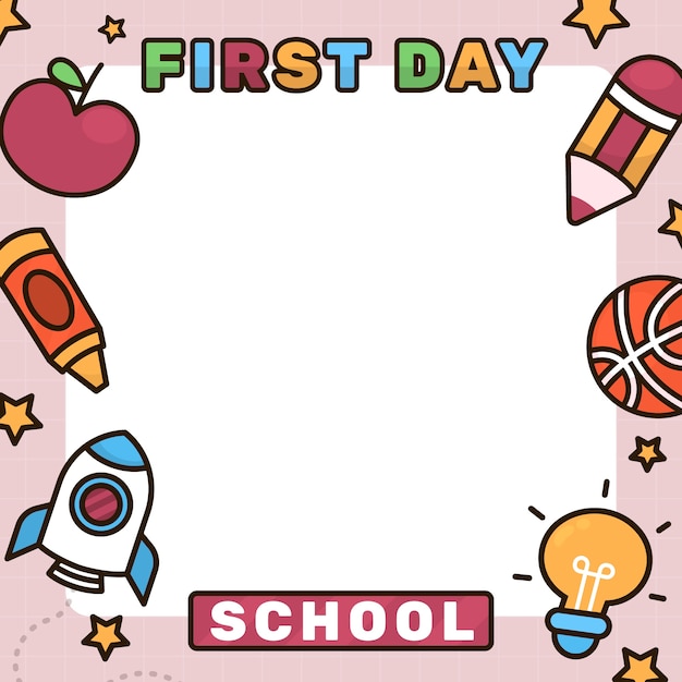 Hand drawn first day of school illustration