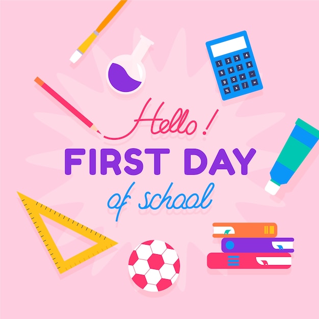 Hand drawn  first day of school illustration