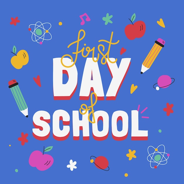 hand drawn  first day of school illustration