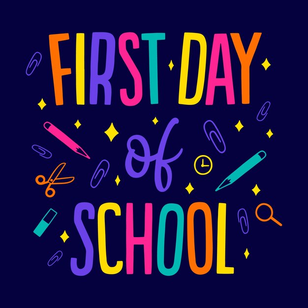 Hand drawn first day at school template