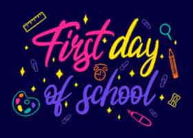 Free vector hand drawn first day at school template