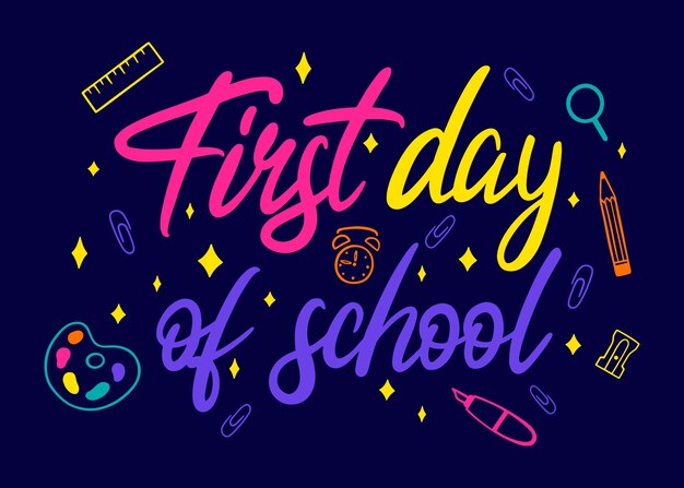 Hand drawn first day at school template