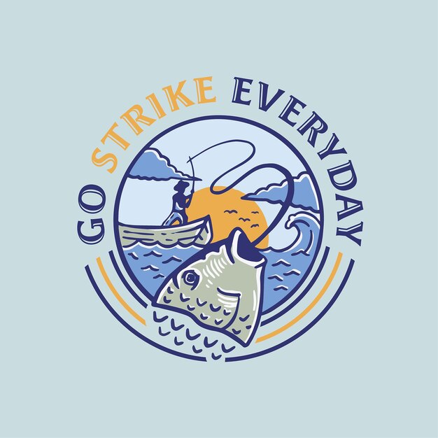 Hand drawn Fishing Logo badge