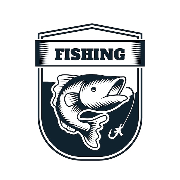 Ручной обращается шаблон логотипа рыбалки