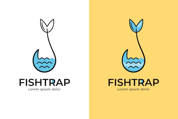 手描きの釣りのロゴのテンプレート
