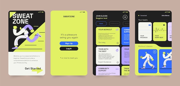 Hand drawn fitness  businesses app template