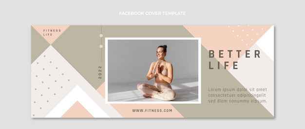 Vettore gratuito modello di copertina facebook fitness disegnato a mano