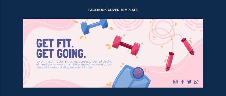Бесплатный Вектор нарисованный рукой шаблон обложки facebook для фитнеса
