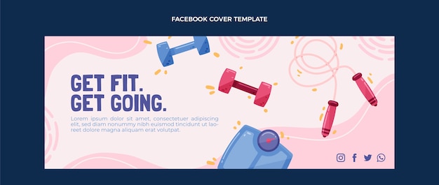 Hand drawn fitness facebook cover template