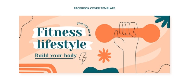 Free vector hand drawn fitness facebook cover