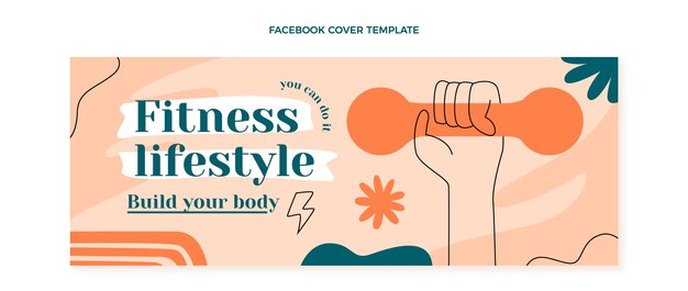 Hand drawn fitness facebook cover