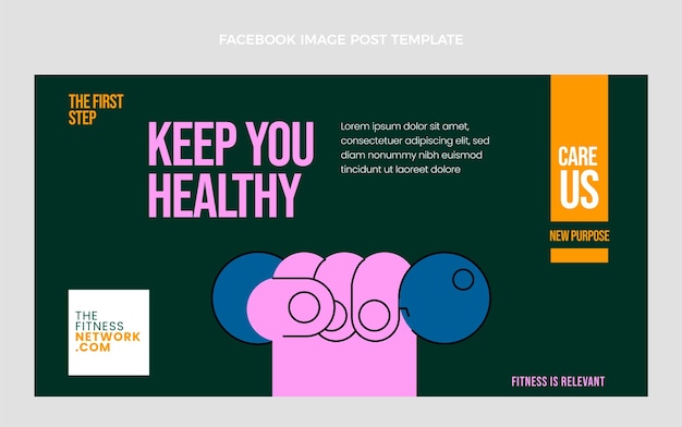 Vettore gratuito post di facebook fitness disegnato a mano