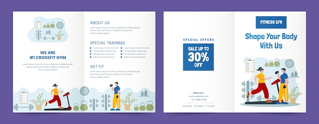 Free vector hand drawn fitness gym brochure