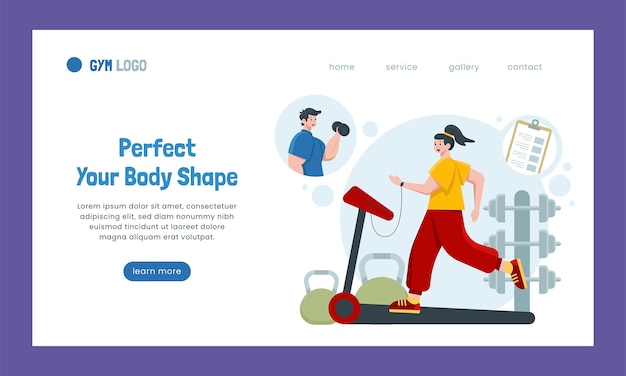 Free vector hand drawn fitness gym landing page