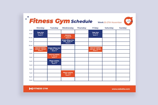 Hand-drawn fitness gym schedule