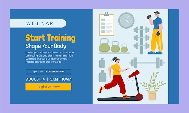 Webinar di palestra fitness disegnato a mano