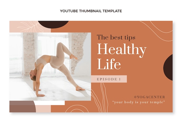 Free vector hand drawn fitness lifestyle youtube thumbnail